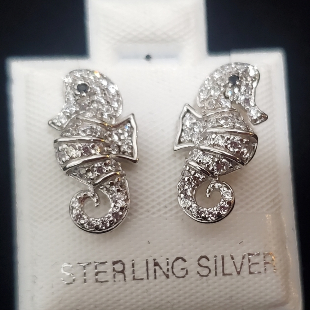 Sterling Silver Seahorse Earrings